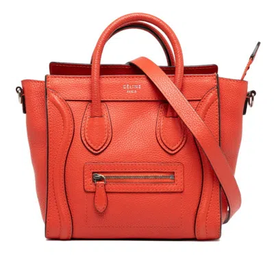 Pre-owned Celine Luggage Red Color Leather Handbag Shoulder Bag ()