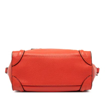 Pre-owned Celine Luggage Red Color Leather Handbag Shoulder Bag ()