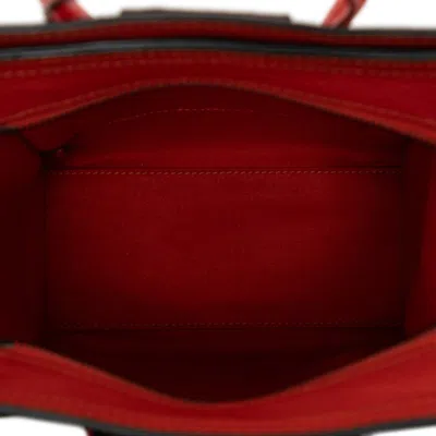 Pre-owned Celine Luggage Red Color Leather Handbag Shoulder Bag ()