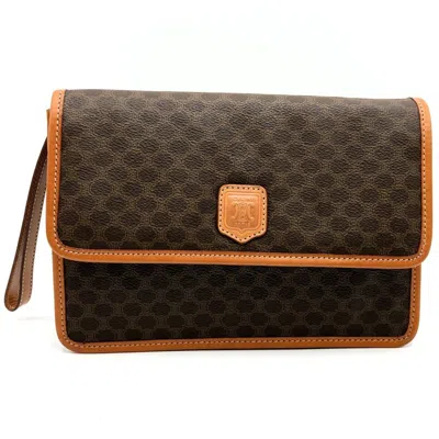 Pre-owned Celine Macadam Brown Pvc Leather Clutch Bag Pouch ()