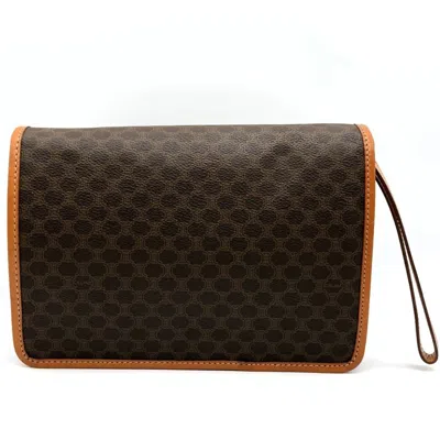 Pre-owned Celine Macadam Brown Pvc Leather Clutch Bag Pouch ()