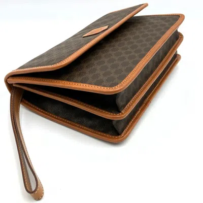 Pre-owned Celine Macadam Brown Pvc Leather Clutch Bag Pouch ()