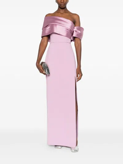Solace London Alexis Off-shoulder Maxi Dress In Pink