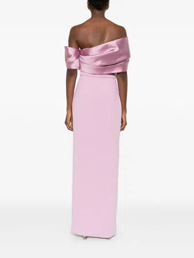 Solace London Alexis Off-shoulder Maxi Dress In Pink