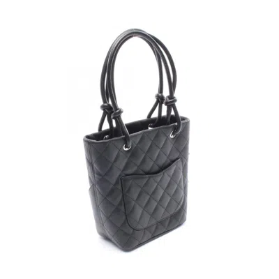 Pre-owned Chanel Black White Leather Tote Bag () In Multi