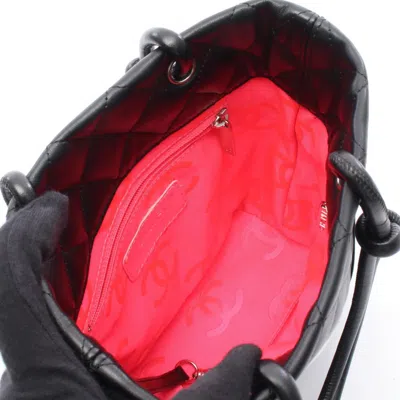 Pre-owned Chanel Black White Leather Tote Bag () In Multi