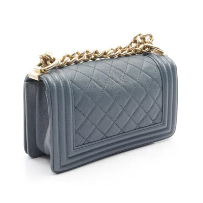 Pre-owned Chanel Blue Grained Calfskin Shoulder Bag ()