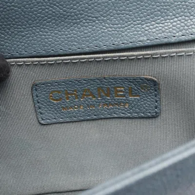 Pre-owned Chanel Blue Grained Calfskin Shoulder Bag ()