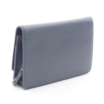 Pre-owned Chanel Blue Grained Calfskin Shoulder Bag ()