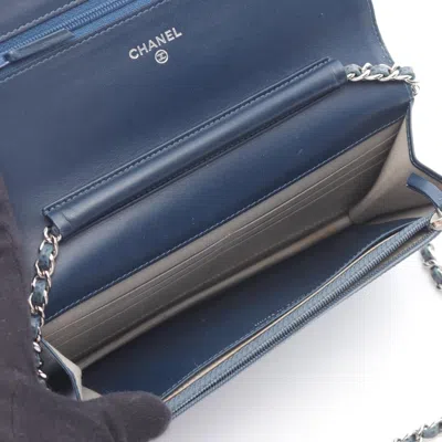 Pre-owned Chanel Blue Grained Calfskin Shoulder Bag ()