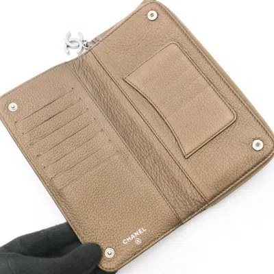 Pre-owned Chanel Brown Leather Long Wallet (bi-fold) ()