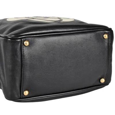 Pre-owned Chanel Camellia Black White Leather Tote Bag () In Multi