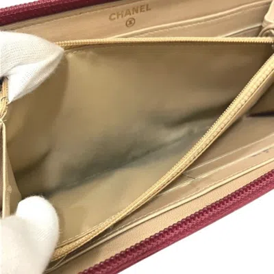 Pre-owned Chanel Camellia Rose Pink Leather Long Wallet (bi-fold) ()