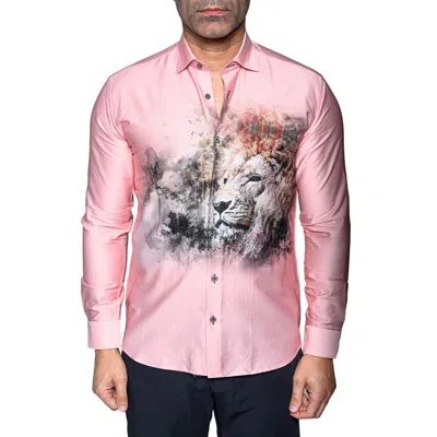 Maceoo Fibonacci Lion Contemporary Fit Button-up Shirt In Pink