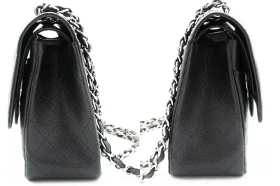 Pre-owned Chanel Double Flap Black Leather Shoulder Bag ()