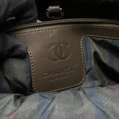 Pre-owned Chanel Green Khaki Multi-color Nylon Leather Tote Bag ()