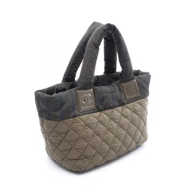 Pre-owned Chanel Khaki Multi-color Nylon Tote Bag ()