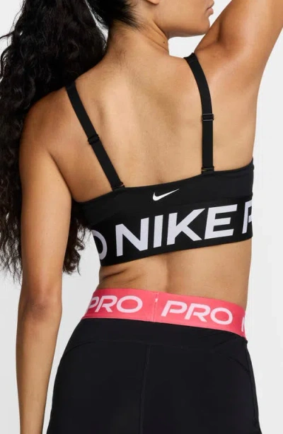 Nike Pro Indy Plunge Medium-support Padded Sports Bra In Black
