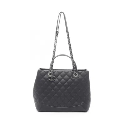 Pre-owned Chanel Matelasse Black Leather Tote Bag ()