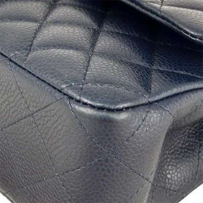 Pre-owned Chanel Matelasse Navy Grained Calfskin Shoulder Bag () In Blue