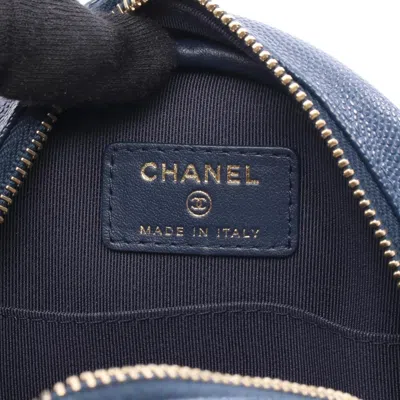 Pre-owned Chanel Navy Grained Calfskin Shoulder Bag () In Blue