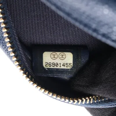 Pre-owned Chanel Navy Grained Calfskin Shoulder Bag () In Blue