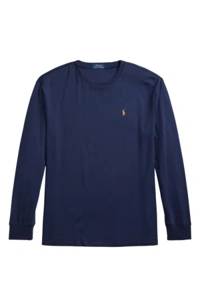 Polo Ralph Lauren Classic Fit Long Sleeve Cotton T-shirt In Blue