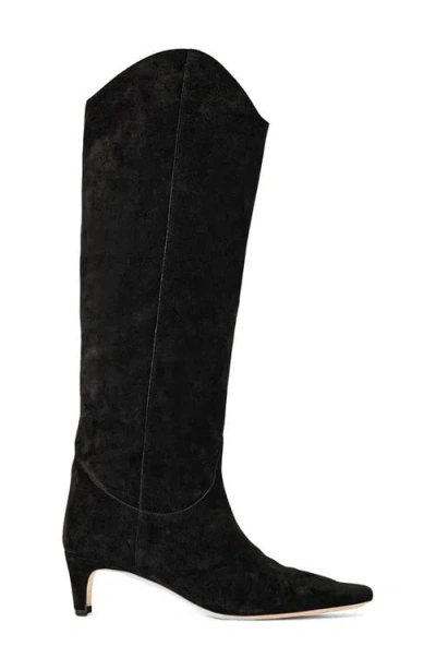 Staud Wally Suede Knee-high Boots In Black