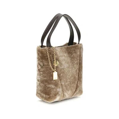 Chloé Chlo Shearling Small Spin Tote Bag In Brown