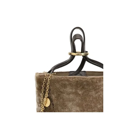 Chloé Chlo Shearling Small Spin Tote Bag In Brown