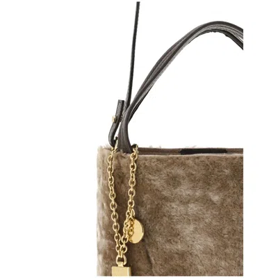 Chloé Chlo Shearling Small Spin Tote Bag In Brown
