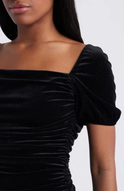 Jump Apparel Puff Sleeve Velvet Minidress In Black