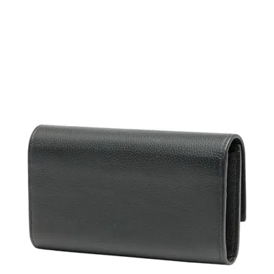 Pre-owned Dior Christian  Black Leather Long Wallet (bi-fold) ()