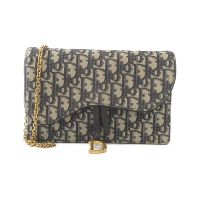 Pre-owned Dior Christian  Blue Canvas Chain/shoulder Wallet ()