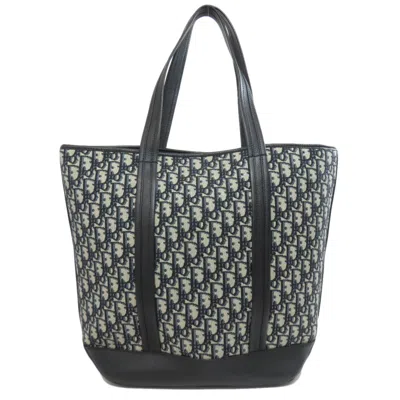 Pre-owned Dior Christian  Navy Canvas Leather Tote Bag () In Blue