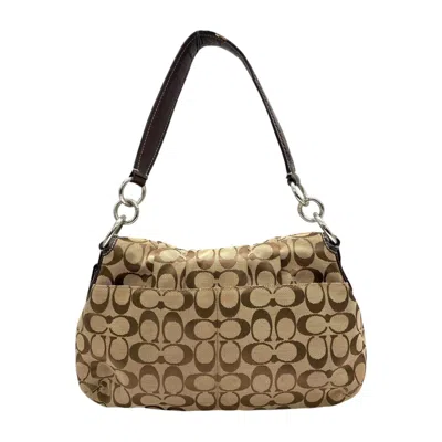 Pre-owned Coach Beige Brown Canvas Patent Leather Shoulder Bag () In Multi