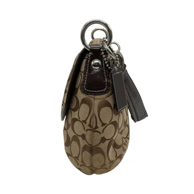 Pre-owned Coach Beige Brown Canvas Patent Leather Shoulder Bag () In Multi
