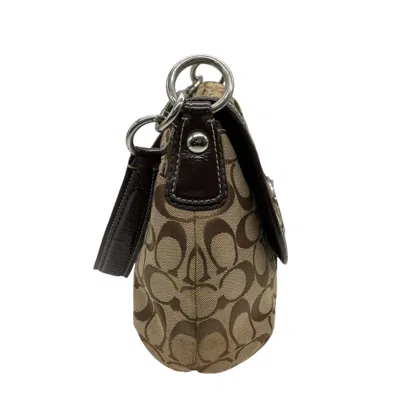 Pre-owned Coach Beige Brown Canvas Patent Leather Shoulder Bag () In Multi