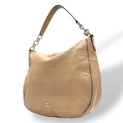 Pre-owned Coach Beige Pink Pink Beige Leather Handbag Shoulder Bag ()