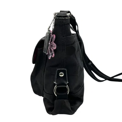 Pre-owned Coach Black Canvas Patent Leather Shoulder Bag ()