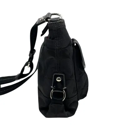 Pre-owned Coach Black Canvas Patent Leather Shoulder Bag ()