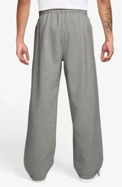 Nike Solo Swoosh Open Hem Fleece Sweatpants In Gray