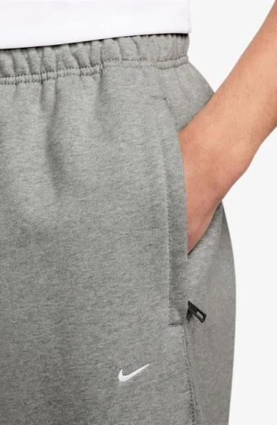 Nike Solo Swoosh Open Hem Fleece Sweatpants In Gray