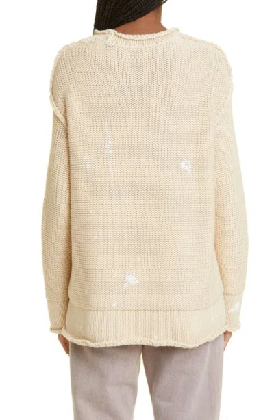 R13 Boxy Paint Splatter Rolled Edge Sweater In Gold