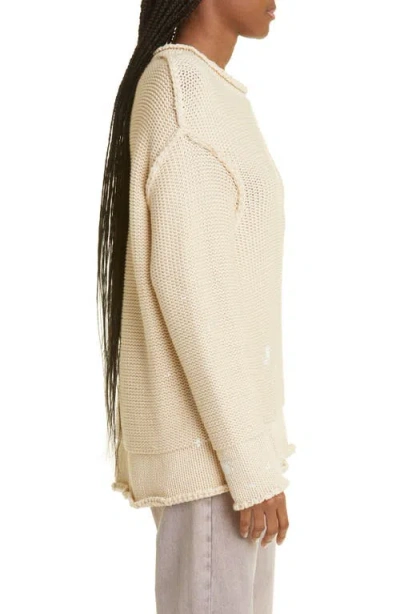 R13 Boxy Paint Splatter Rolled Edge Sweater In Gold