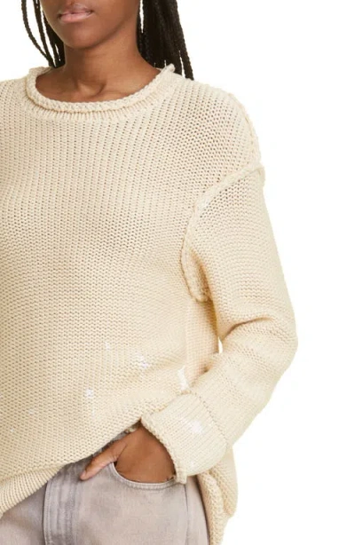 R13 Boxy Paint Splatter Rolled Edge Sweater In Gold
