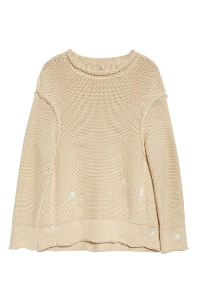 R13 Boxy Paint Splatter Rolled Edge Sweater In Gold