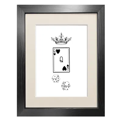 Emily Carter Black 'queen Of Hearts' - Fine Art Print A5 In Brown