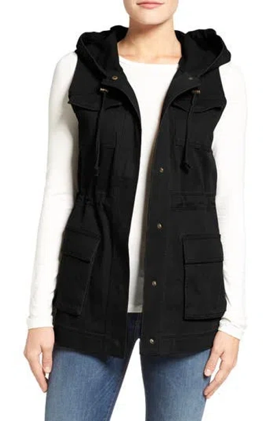 Matty M .  Hooded Military Vest In Black
