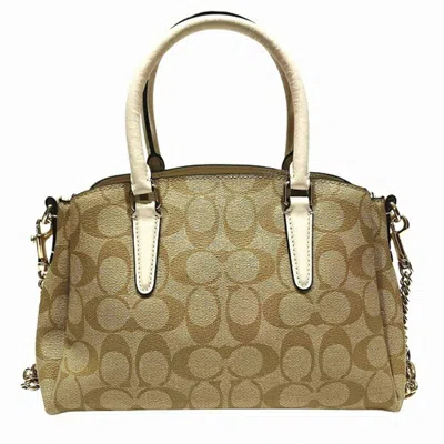 Pre-owned Coach Signature Beige White Signature Line Handbag Shoulder Bag () In Multi